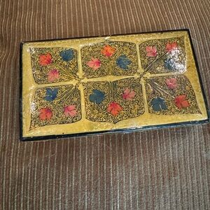 Elegant Floral Jewelry Organizer Box - Gold and Multicolor